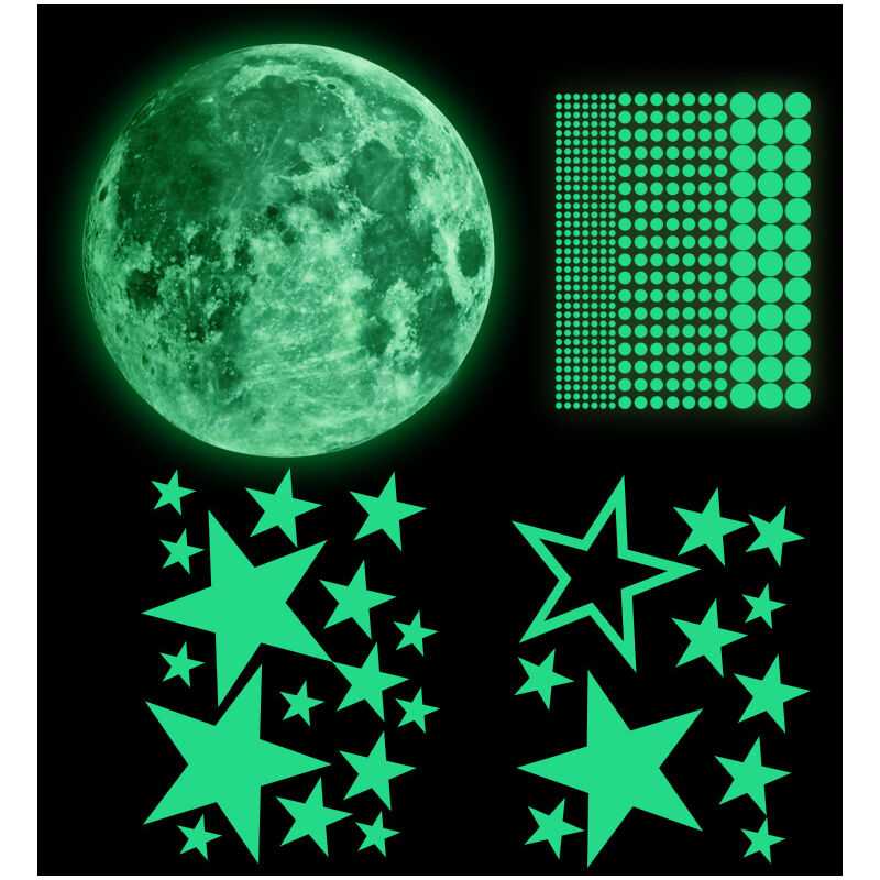 Autocollants Lumineux 435pcs Lune Étoiles Lumineuses Stickers